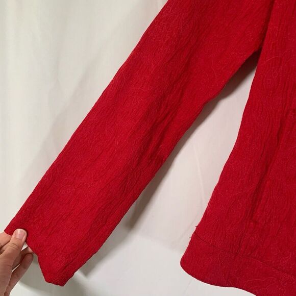 Chico's Jacket Women's 0 Small Red Floral 3 Button Front Long Sleeve - Picture 6 of 7